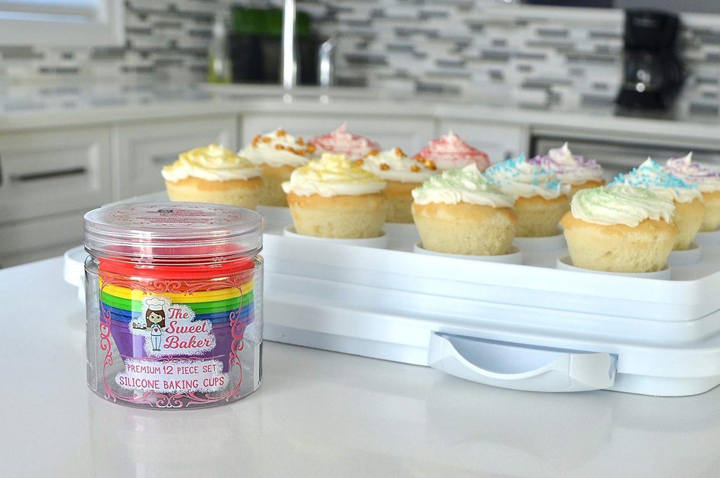 Professional Silicone Baking Cups - Premium 12 Piece Set | Reusable Muffin & Cupcake Pans | BPA Free