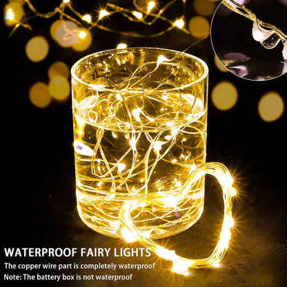 Skiennix 50-Pack Fairy Lights - 7Ft 20 LED Twinkle String Lights | Battery Operated & Waterproof for Weddings, Parties & Home Decor - Warm White