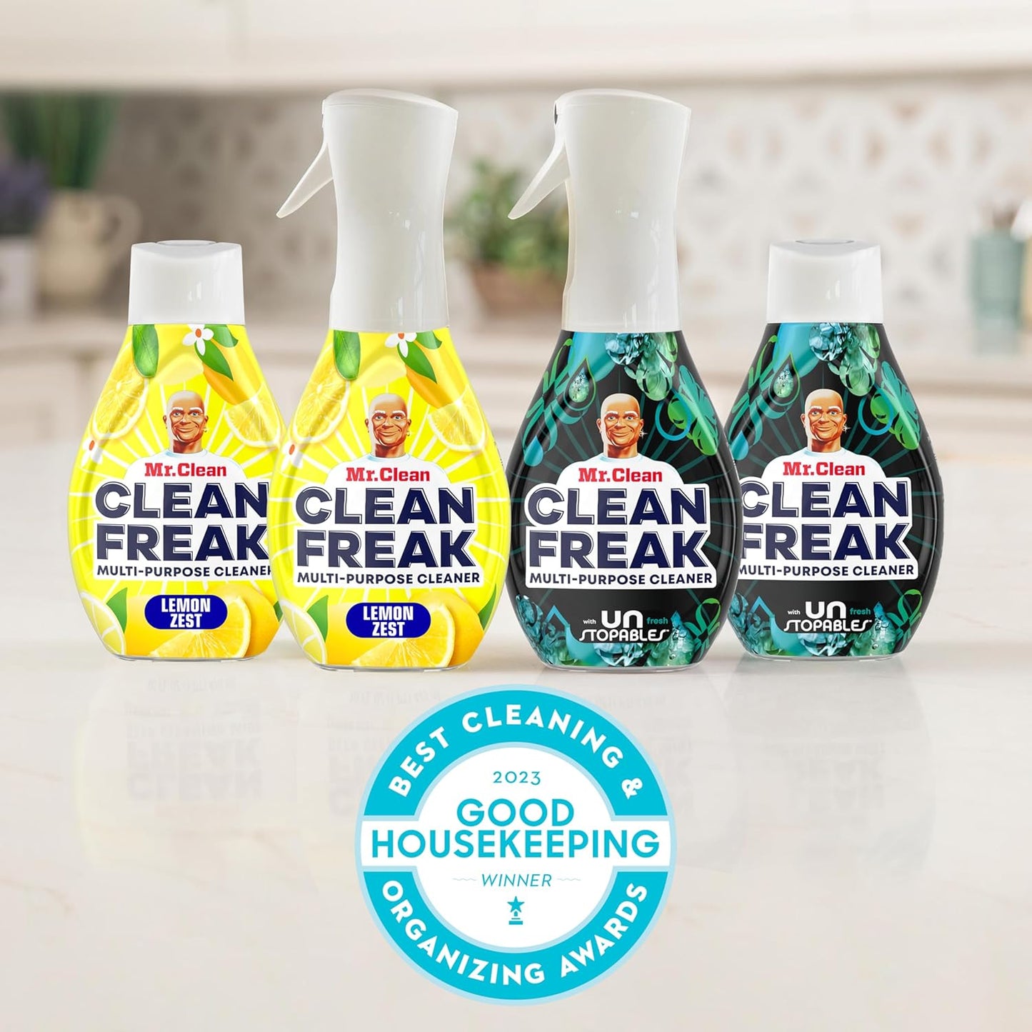 Mr. Clean Clean Freak Multi-Surface Cleaning Spray - Deep Cleaning Mist Starter Kit & Refill Bundle, 64 fl oz | Fresh Scent