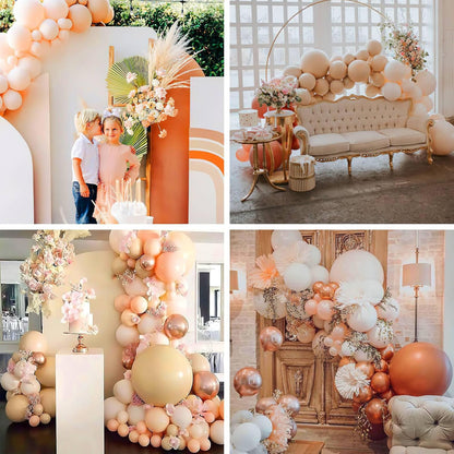 PartyWoo Pastel Orange Balloons - 100 Pcs in Various Sizes for Wedding & Baby Shower Decor | Latex Arch Kit