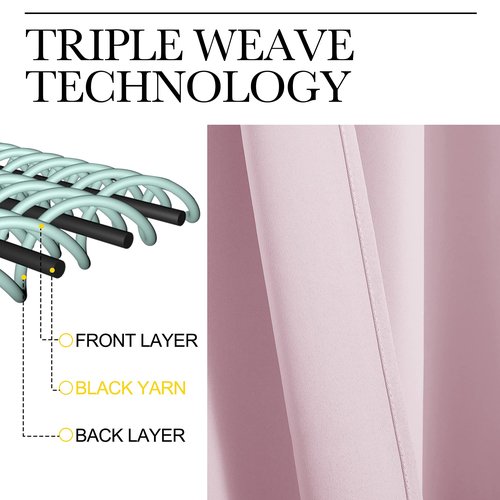 NICETOWN Blackout Curtain Panels for Girls Room, Nursery Essential Thermal Insulated Solid Grommet Top Blackout Drapes (Lavender Pink, 1 Pair, 34 x 72 inches)
