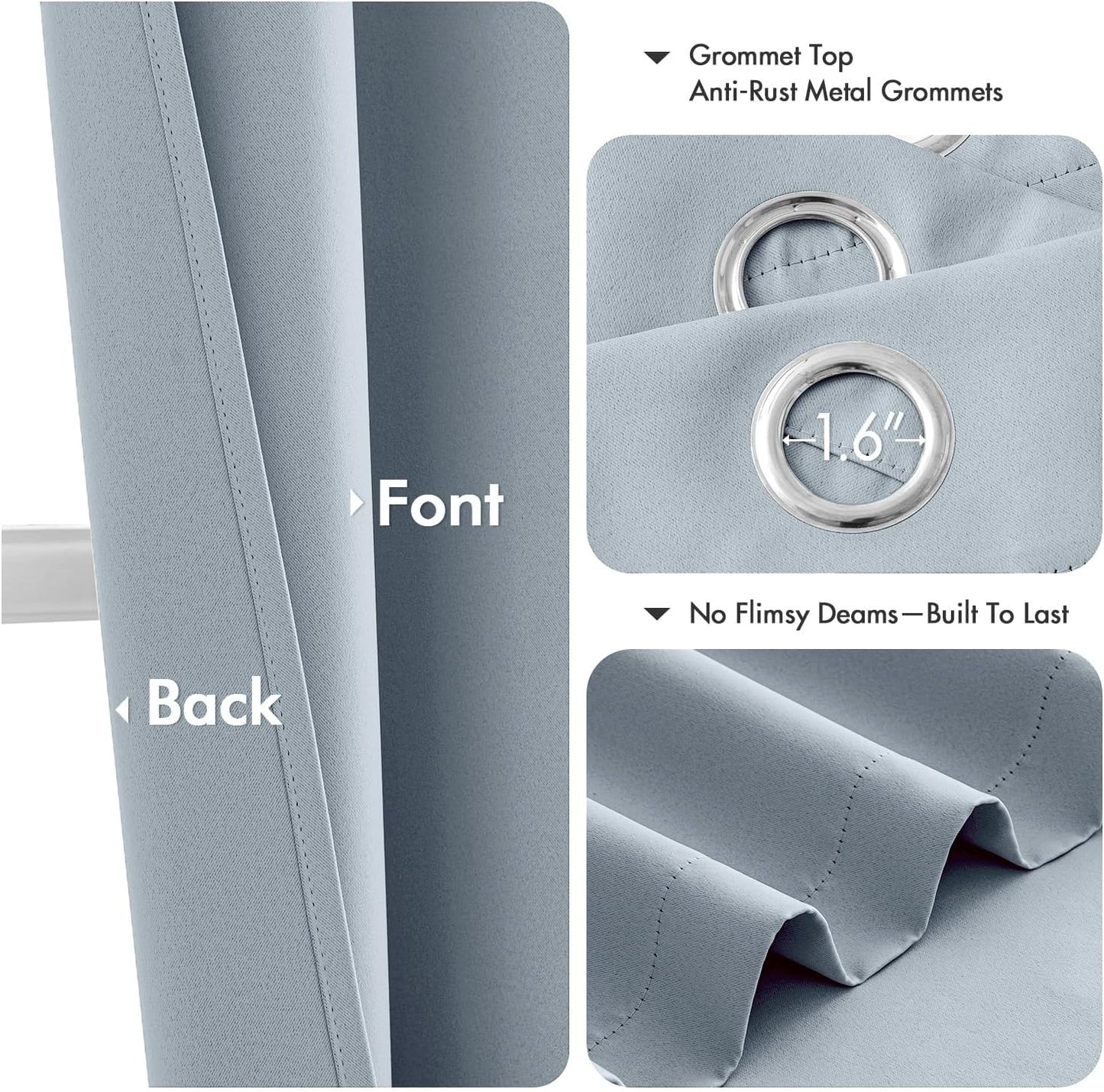 MIULEE Light Blue Blackout Curtains - Thermal Insulated Room Darkening Drapes, 84 Inches Long, 2 Panels