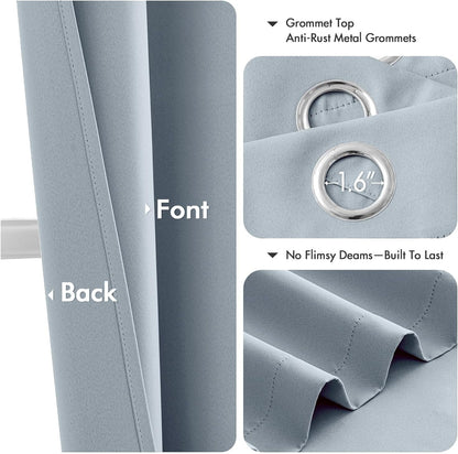 MIULEE Light Blue Blackout Curtains - Thermal Insulated Room Darkening Drapes, 84 Inches Long, 2 Panels