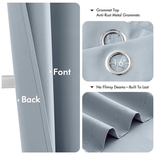 MIULEE Light Blue Blackout Curtains for Bedroom Living Room 84 Inches Long 2 Panels, Thermal Insulated Room Darkening Drapes Solid Grommet Noise Reduction Light Blocking Window Treatments 40x84 Inch