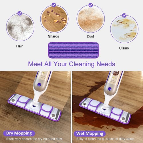 2 Pack Upgraded Reusable Mop Pads Compatible with Swiffer PowerMop, Mop Refill Pads Replacement for Swiffer Power Mop Spray Mop Pads for Multi-Surface Floor Cleaning, Quality Updated Cationic Material