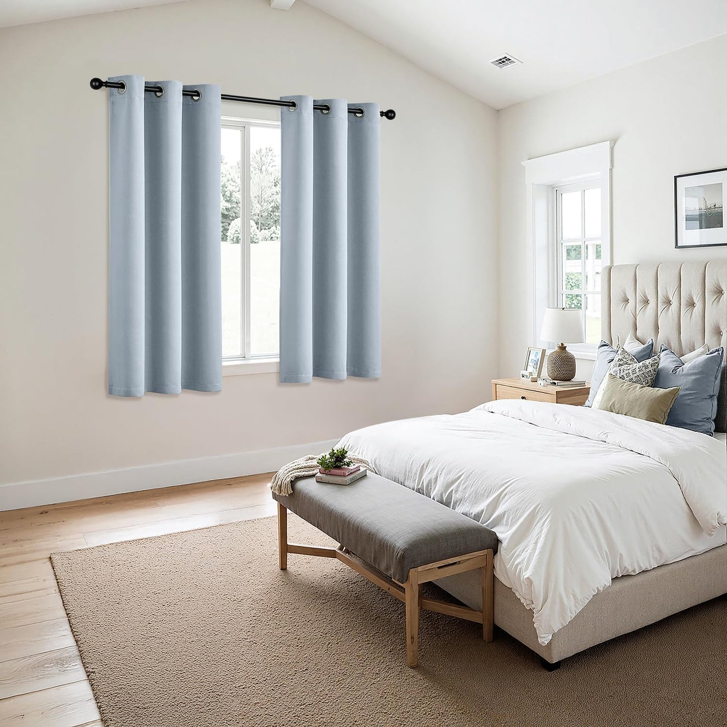 MIULEE Light Blue Blackout Curtains - Thermal Insulated Room Darkening Drapes, 54 Inches Long, 2 Panels