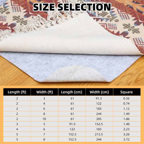 Non Slip Rug Pad, Natural Rubber Backing Rug Pads 1/4” Thick, Felt Rug Gripper Pad, Non Slip Under Carpet Mat, Under Rug Cushion for Hardwood Floors, Carpet Runners (5x8FT)