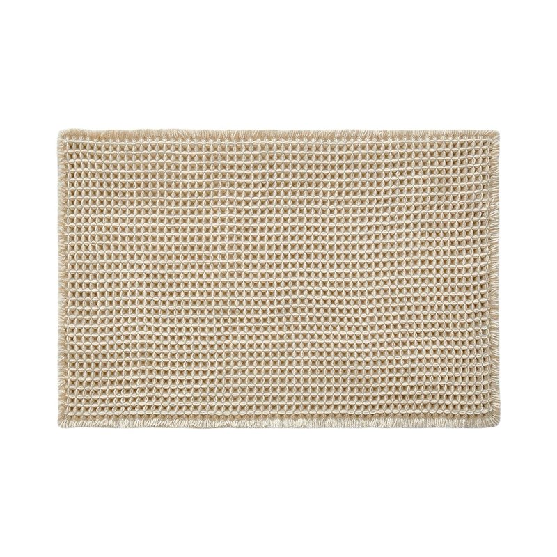 TYUU Pale Beige Bathroom Rug, Waffle Bath Mat Non Slip Washable Super Absorbent Quick Dry Boho Farmhouse Bathroom Decor, 36''x24'' Pale Beige
