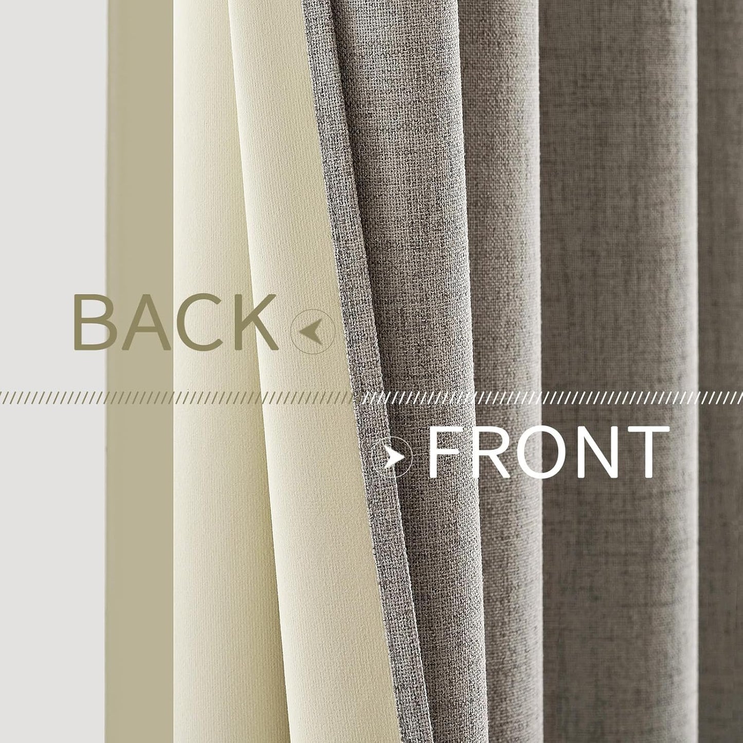 MIULEE Blackout Linen Curtains - 100% Thermal Insulated Greige Draperies | Room Darkening 52x96 Inch (2 Panels)