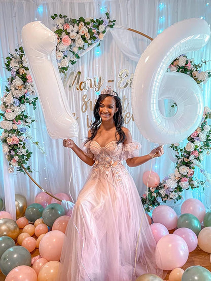 Number 7 Balloon - 40 Inch White Birthday Decoration for 7th, 17th, 27th, and 70th Celebrations