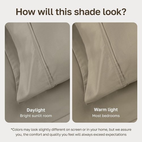 California Design Den Queen Size Bed Sheets Set - 100% Cotton, Silky Smooth Sateen, Deep Pockets, Taupe
