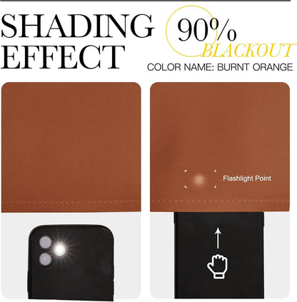 NICETOWN Room Darkening Drapes - Light Blocking Curtain Panels for Nursery & Bedroom (Burnt Orange, 42" x 95", 1 Pair)