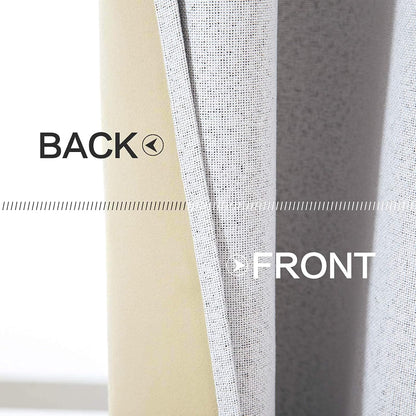 MIULEE Full Blackout Curtains - Linen Texture Thermal Insulated Grommet Panels | 52x54 Inch, Grayish White