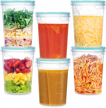 Vtopmart Glass Storage Containers Set - 8 Pack with Lids & 6 Pack Plastic Soup Containers