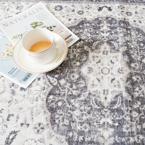 **Regine Switzerland 2x5 Washable Runner Rug - Stain Resistant & Ultra Soft | Grey Indoor Carpet for Entryway & Kitchen**