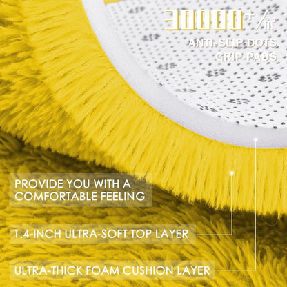 OLANLY Yellow Round Rugs for Bedroom - Machine Washable, 2 ft Circle Area Rugs for Living Room, Soft and Fluffy Shaggy Carpet for Teen Girl and Boys, Nursery Rooms, Dorms, Home Decor Aesthetic