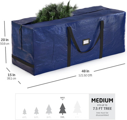 Zober Christmas Tree Storage Bag - Waterproof & Durable for 7.5 Ft Artificial Trees - Navy Blue