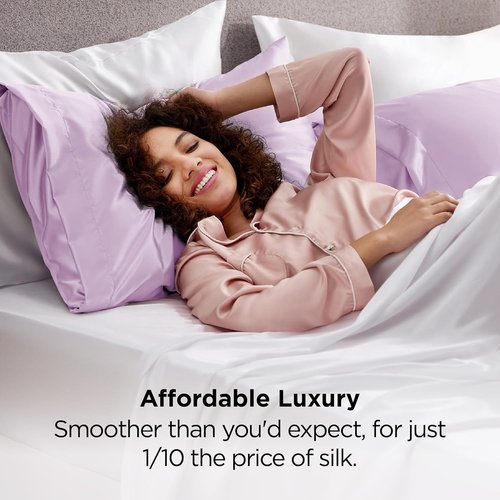 Bedsure Satin Pillowcase - Luxurious Silk-Like Comfort | Standard Size, Navy, 20x26 Inches, 2-Pack