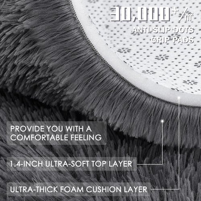 OLANLY 4x11 Area Rugs for Living Room Bedroom, Machine Washable Soft Fluffy Shaggy Bedside Rug, Indoor Floor Carpet for Kids Girls and Boys, Dorms, Nursery Rooms, Home Decor Aesthetic, Grey