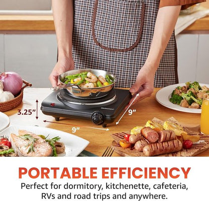 Elite Gourmet Electric Hot Plate - 1000 Watts Single Cast Iron Burner with Temperature Control | Black (Pack of 4)