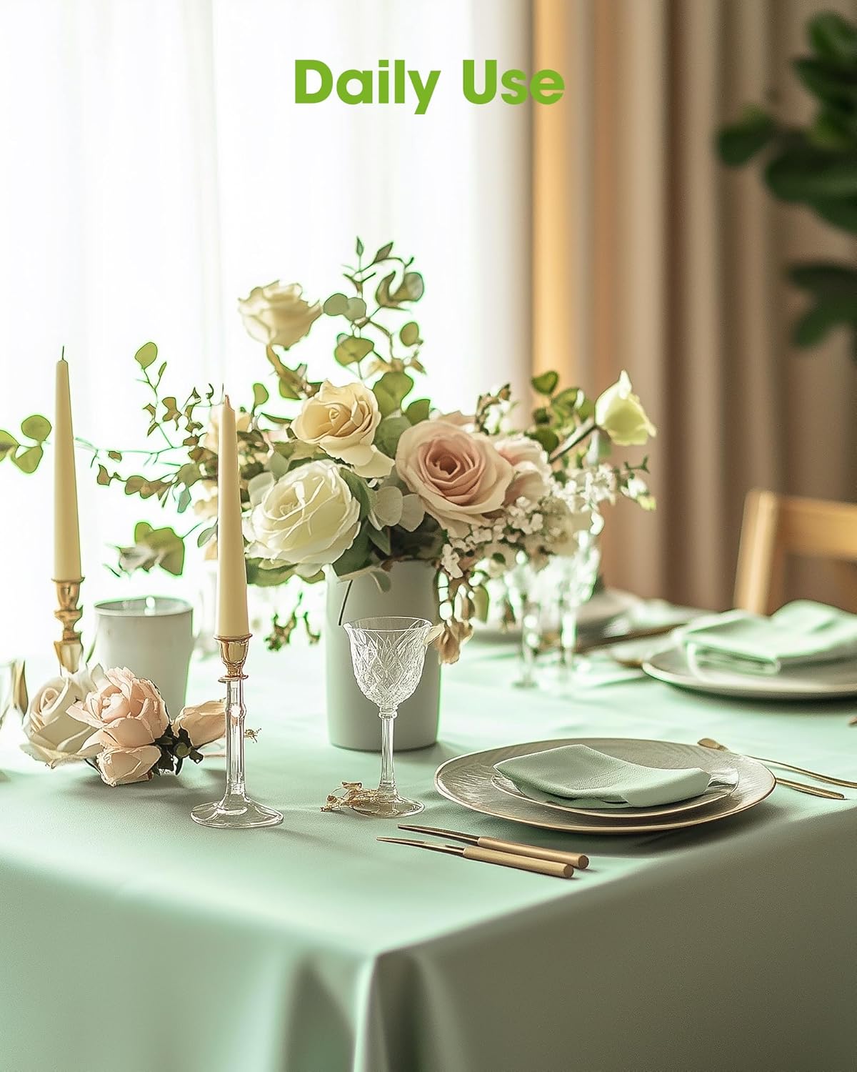 Pureegg Disposable Table Cloths - 12 Pack, 54 x 108 Inch, Leakproof Sage Green for Easter Parties