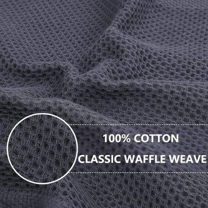 Homaxy 100% Cotton Oversized Waffle Weave Dish Towels - Ultra Soft & Absorbent, 20 x 28 Inches, 8-Pack | Dark Grey