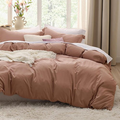 Bedsure California King Duvet Cover - Extra Soft Mocha Mousse Prewashed Cotton-Like Polyester Set | Includes 1 Duvet Cover 104''x98'' & 2 Pillow Shams