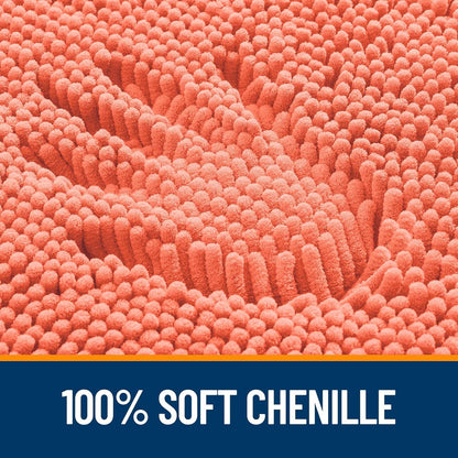 OLANLY Bathroom Runner Rugs - Extra Soft Chenille Bath Mat | Quick Dry, Machine Washable, 47x20, Coral
