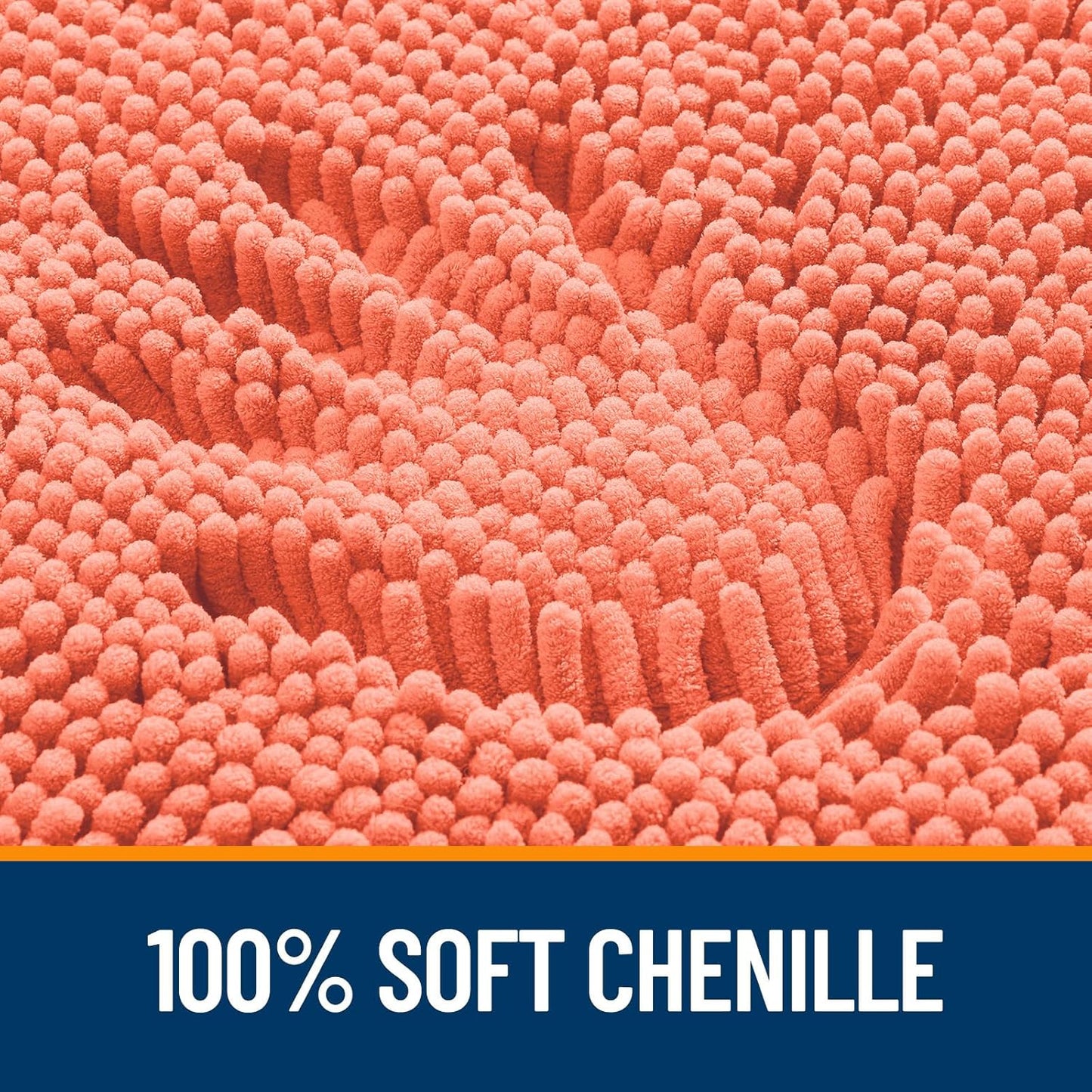 OLANLY Bathroom Runner Rug - Extra Soft Chenille with Rubber Backing | 47x17 Inches, Quick Dry, Coral Color