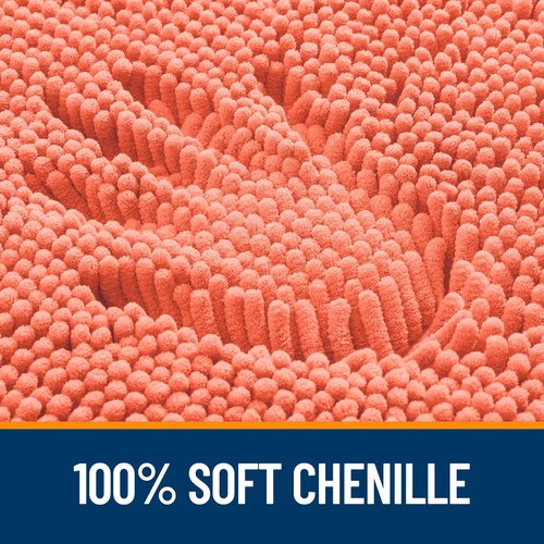 OLANLY Bathroom Rugs 36x24, Extra Soft Absorbent Chenille Bath Rugs, Rubber Backing Quick Dry, Machine Washable Bath Mats for Bathroom Floor, Tub and Shower, Home Decor Accessories, Coral