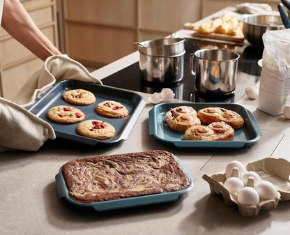 Joseph Joseph Nest™ Bake Non-Stick Baking Sheet Pan Set - 3-Piece Carbon Steel with Easy-Pull Handles | Stackable & Space-Saving Design