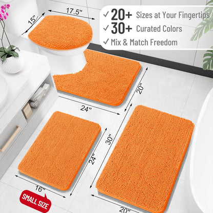 OLANLY Large Bath Rugs - Extra Soft Chenille with Rubber Backing | Quick Dry & Machine Washable - 40x32, Orange