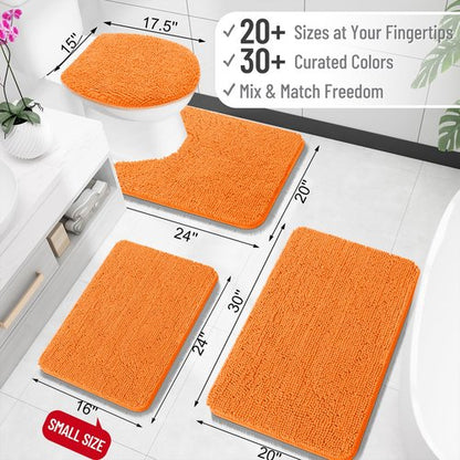 OLANLY Bathroom Rugs 47x32, Extra Soft Absorbent Chenille Bath Rugs, Rubber Backing Quick Dry, Machine Washable Bath Mats for Bathroom Floor, Tub and Shower, Home Decor Accessories, Orange