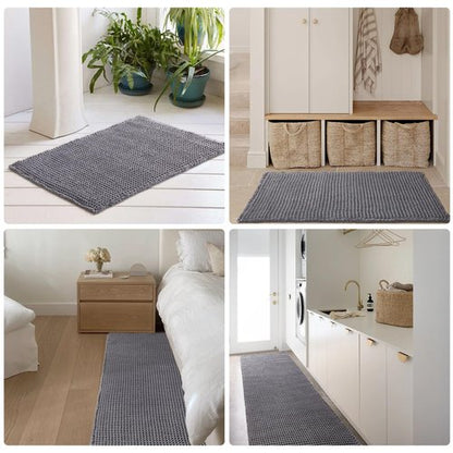TYUU Waffle Runner Rug Bathroom, Long Boho Bathroom Rugs Non Slip Washable Super Absorbent Quick Dry Farmhouse Bath Decor, 72"x24" Grey