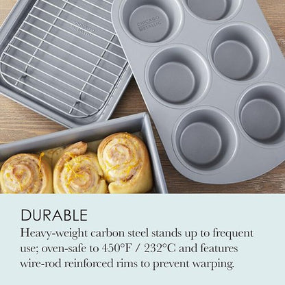 Chicago Metallic Non-Stick Toaster Oven Set - 4-Piece Baking Essentials for Perfect Meals