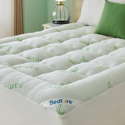 BEDLORE Twin Mattress Topper - Soft Bamboo Viscose Pillow Top for 6"-15" Mattresses | Breathable Comfort & Back Pain Relief