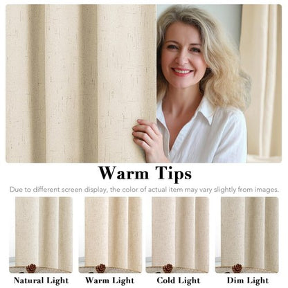 H.VERSAILTEX 100% Blackout Curtains for Bedroom Thermal Insulated POLYESTER,ACRYLIC Textured Curtains Heat and Full Light Blocking Drapes Living Room Curtains 2 Panel Sets, Bleached Sand, 52x84inch