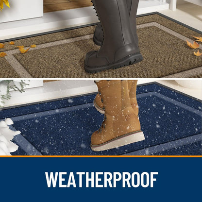 OLANLY Front Door Mat Indoor Outdoor Entrance, Waterproof All-Season, All-Weather Doormat, Sturdy Natural Rubber, Fade Resistant, Low Profile, Easy Clean Patio Porch Entryway Mat, 71x23, Dark Brown