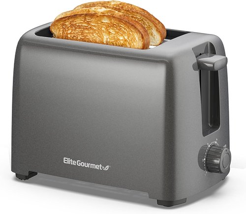 Elite Gourmet Cool-Touch 2-Slice Toaster - 6 Settings & Extra Wide 1.25” Slots | Gunmetal Gray