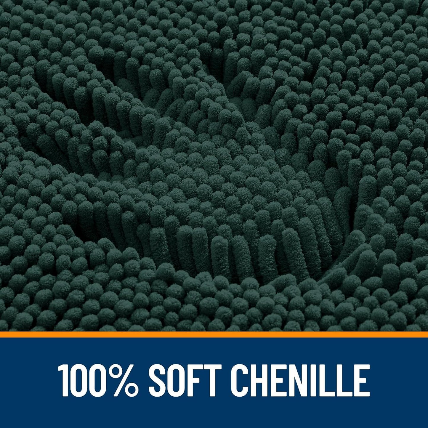 OLANLY Bathroom Runner Rugs - Soft Absorbent Chenille with Rubber Backing | 47x17 Inches, Blackish Green
