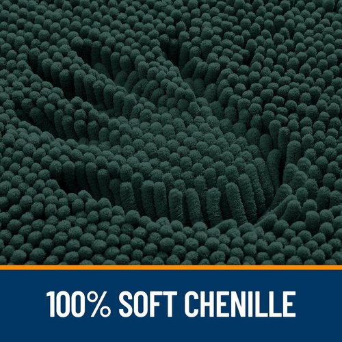 OLANLY Bathroom Rugs 36x24, Extra Soft Absorbent Chenille Bath Rugs, Rubber Backing Quick Dry, Machine Washable Bath Mats for Bathroom Floor, Tub and Shower, Home Decor Accessories, Blackish Green