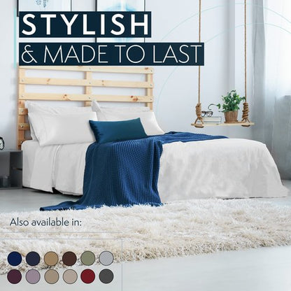 HC COLLECTION Bed Sheets Set King with 2 Pillowcases, Hotel Luxury Platinum 1800 Series Brushed Microfiber Sheet w/Deep Pocket, Ultra Soft Lightweight 4 Pcs Linen Bedding for Hot Sleepers, White