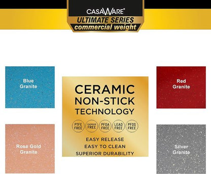 CasaWare Toaster Oven Baking Pan - Ultimate Series Commercial Weight | Non-Stick Ceramic, 11 x 9 x 2-Inch, Silver Granite