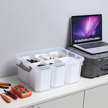 Citylife 17 QT Clear Plastic Storage Bins - Stackable Multipurpose Containers with Lids for Organizing Tools & Crafts