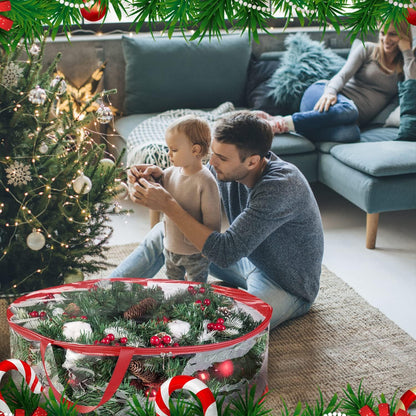 ProPik Christmas Wreath Storage Bag - 30" Waterproof Clear PVC Container | 2-Pack Holiday Wreath Holder