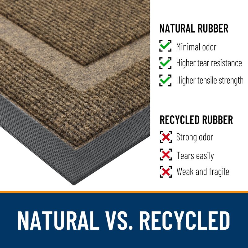 OLANLY Front Door Mat Indoor Outdoor Entrance, Waterproof All-Season, All-Weather Doormat, Sturdy Natural Rubber, Fade Resistant, Low Profile, Easy Clean Patio Porch Entryway Mat, 23.5x15.5, Brown