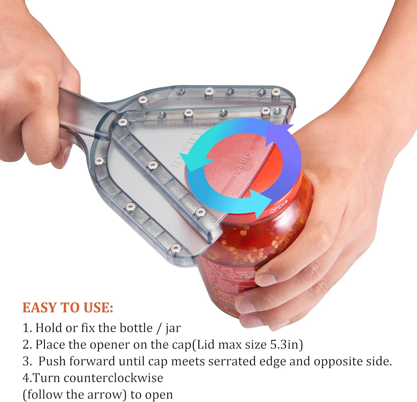 Skiennix Jar Opener - Easy Twist Off Bottle Caps for Seniors & Arthritis Relief | Handheld Kitchen Gadget (Black)