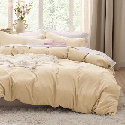Bedsure King Size Duvet Cover Set - 3 Pieces Extra Soft Prewashed Bedding in Alabaster Gleam, 104x90 Inches