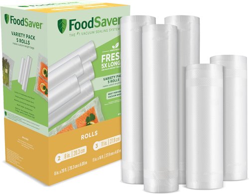 FoodSaver Vacuum Sealer Bags - Custom Length Multipack for Airtight Food Storage | 5 Count Rolls