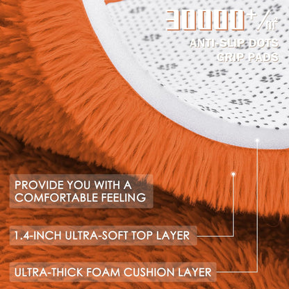 OLANLY Orange Round Rug - Soft, Machine Washable Shaggy Carpet for Bedroom or Living Room | 2 ft Circle